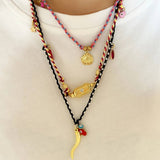 EVIL EYE CHARM CHOKER COLORFUL COTTON PENDANT_CWMM6968