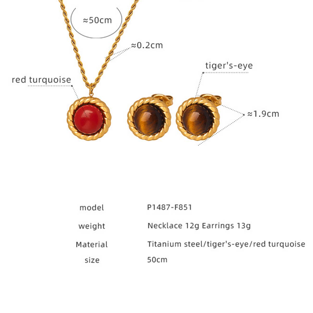 Turquoise Vintage Pendant Earrings Necklace