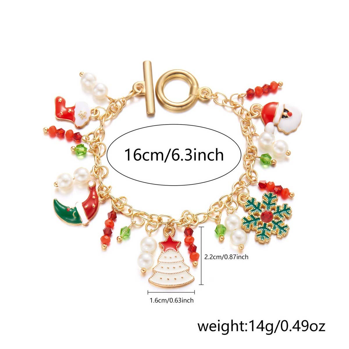 Cwaje2512_Santa Claus Rice Bead Pendant Bracelet
