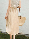 COTTON LINEN BREATHABLE CASUAL SKIRT_CWBLS0194