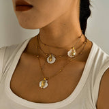 SUMMER BEACH STEEL SHELL STARFISH NECKLACE_CWMM8862