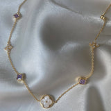 FOUR LEAF CLOVER SNOWFLAKE ZIRCON NECKLACE_CWMM5303