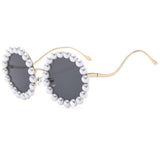 PEARL EMBELLISHED METAL ROUND GRADIENT SUNGLASSES_CWASG1174