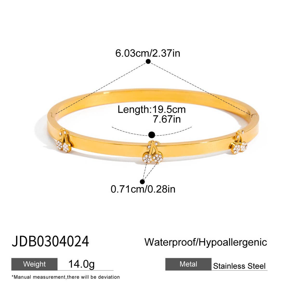 CLASSIC 18K GOLD ROUND WHITE ZIRCON OPEN BANGLE_CWAJE4808