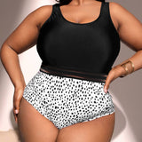 SIMPLE PRINTED ONE PIECE BIKINI SWIMSUIT_CWMW0230