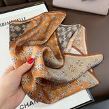 Summer Silk Scarf Colorblock Plaid Print Square_Cwasc0601
