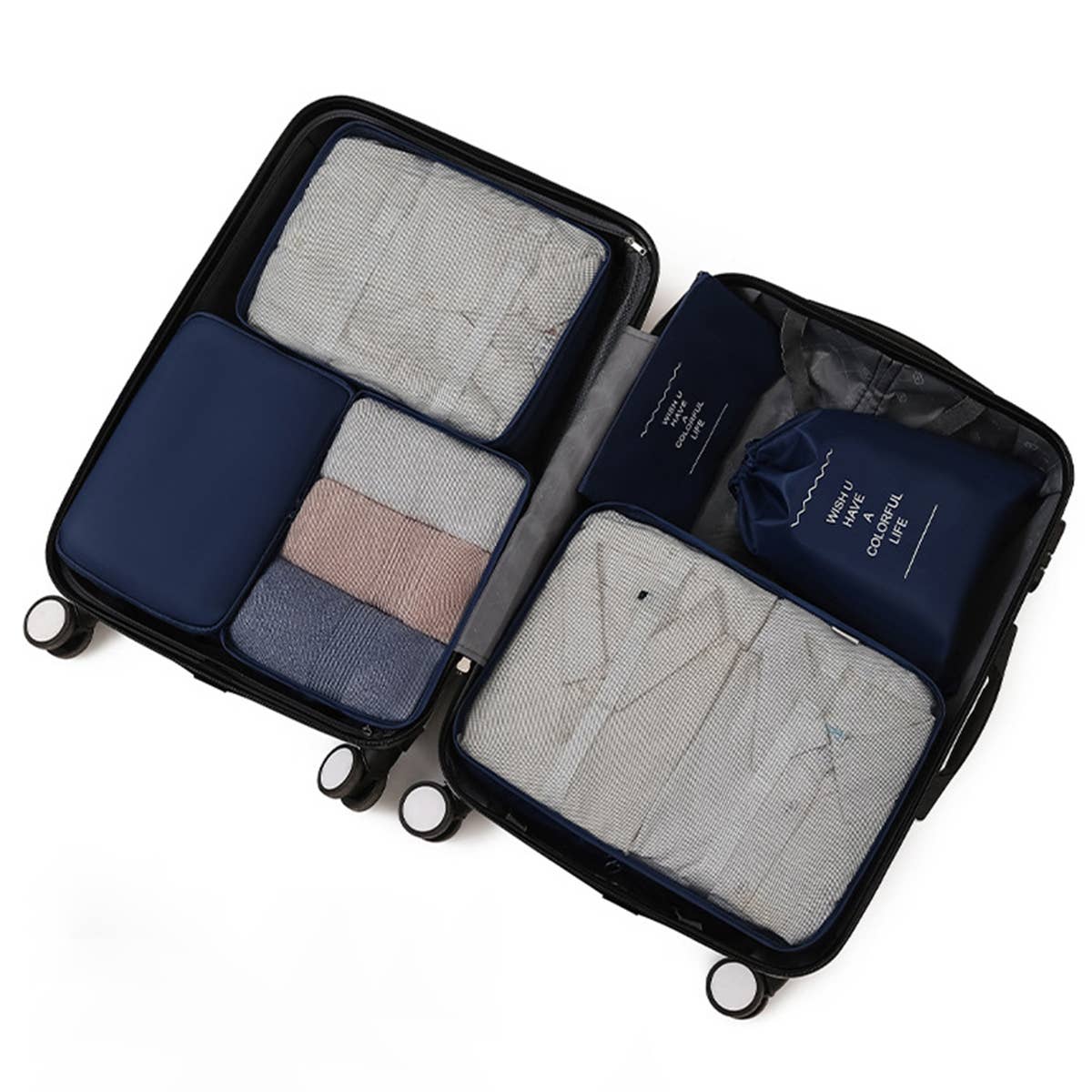 6 7 PIECE WATERPROOF TRAVEL PACKING CUBE SET_CWAB0542
