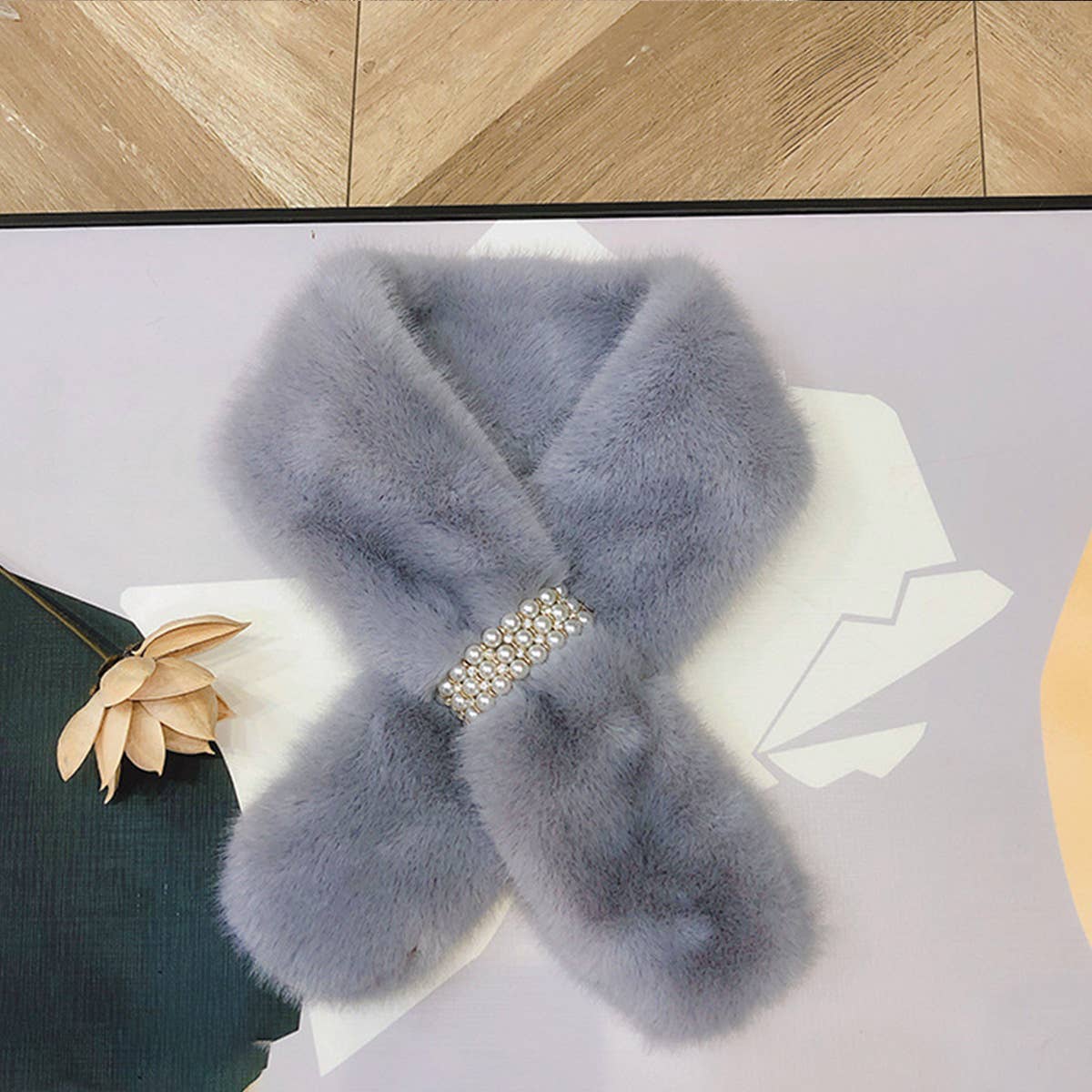 PEARL KNIT SCARF STYLISH NECK WRAP FOR WOMEN_CWASC1249