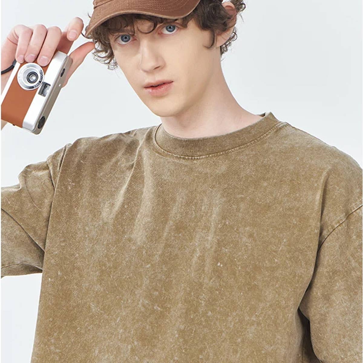 250G VINTAGE WASHED WAX DYED COTTON T SHIRT CUSTOM LOGO