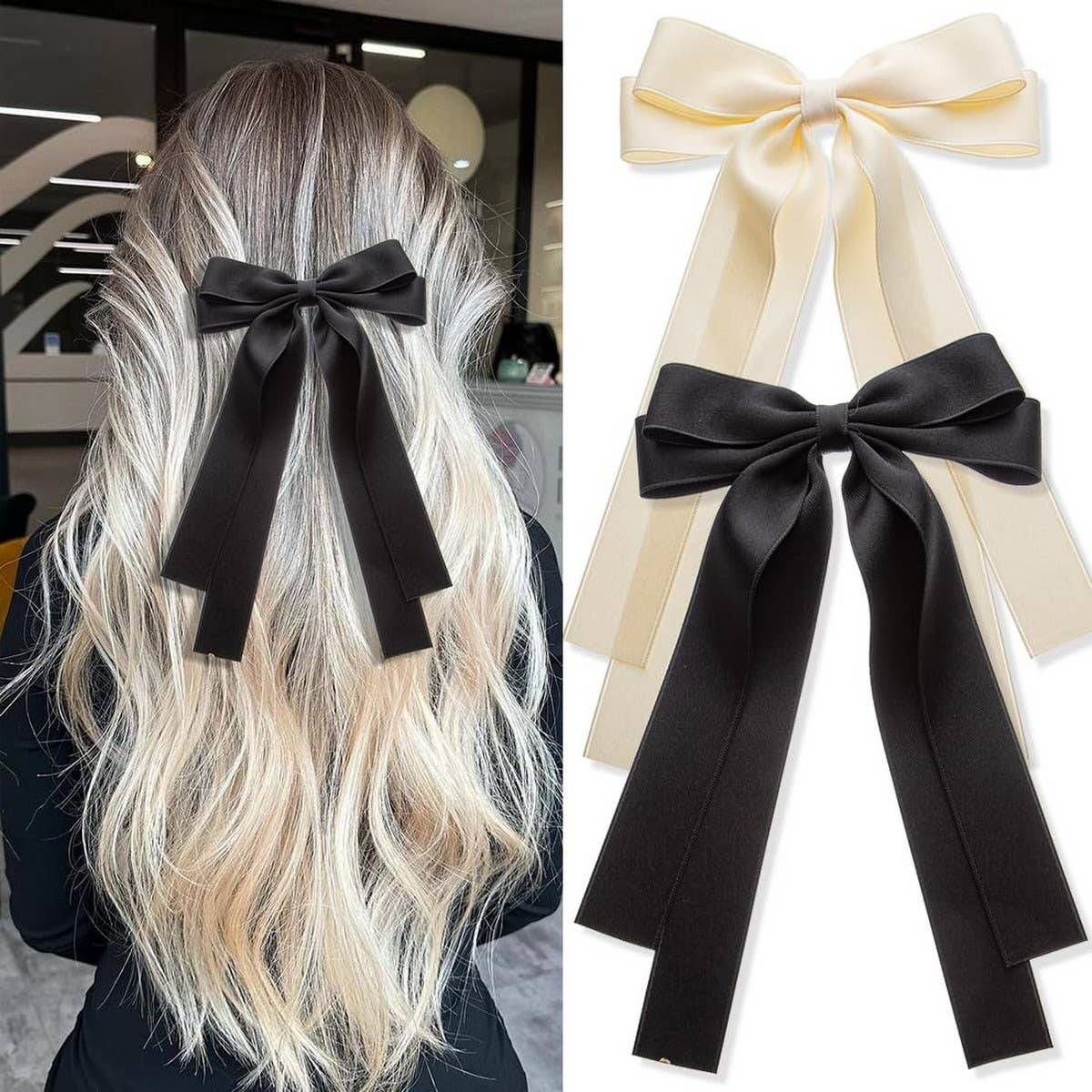 DOUBLE LAYER BOW RIBBON TASSEL HAIR ACCESSORIES_CWAHA4161