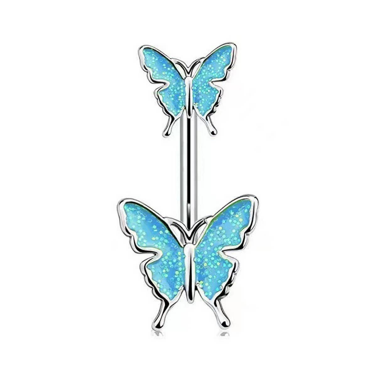 GLITTER BUTTERFLY BELLY RING RESIN BODY PIERCING_CWMM9306