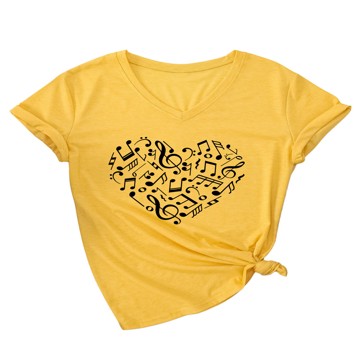 HEART AND MUSIC V NECK T SHIRT RELAXED FIT_CWTTS1541