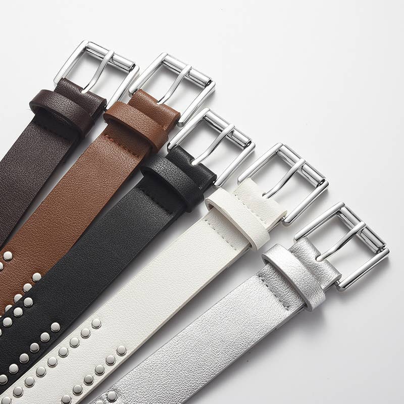 Punk Style Metallic Rivet Pin Buckle Pu Belt