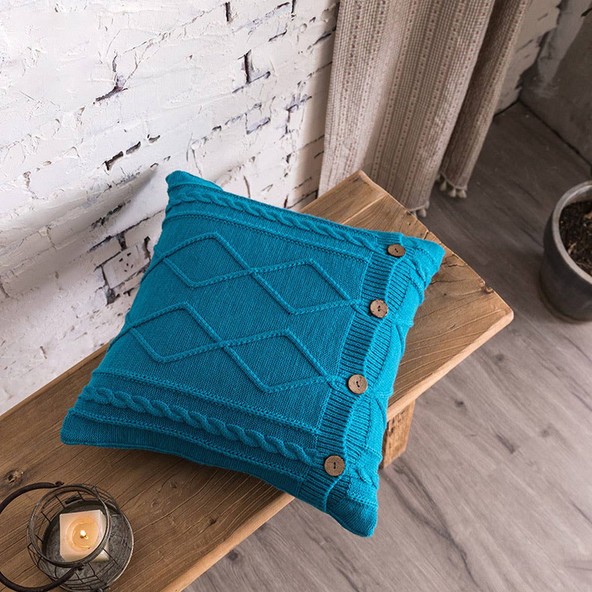 DIAMOND PATTERN TWIST BUTTON PILLOW CAR CUSHION_CWMM2377