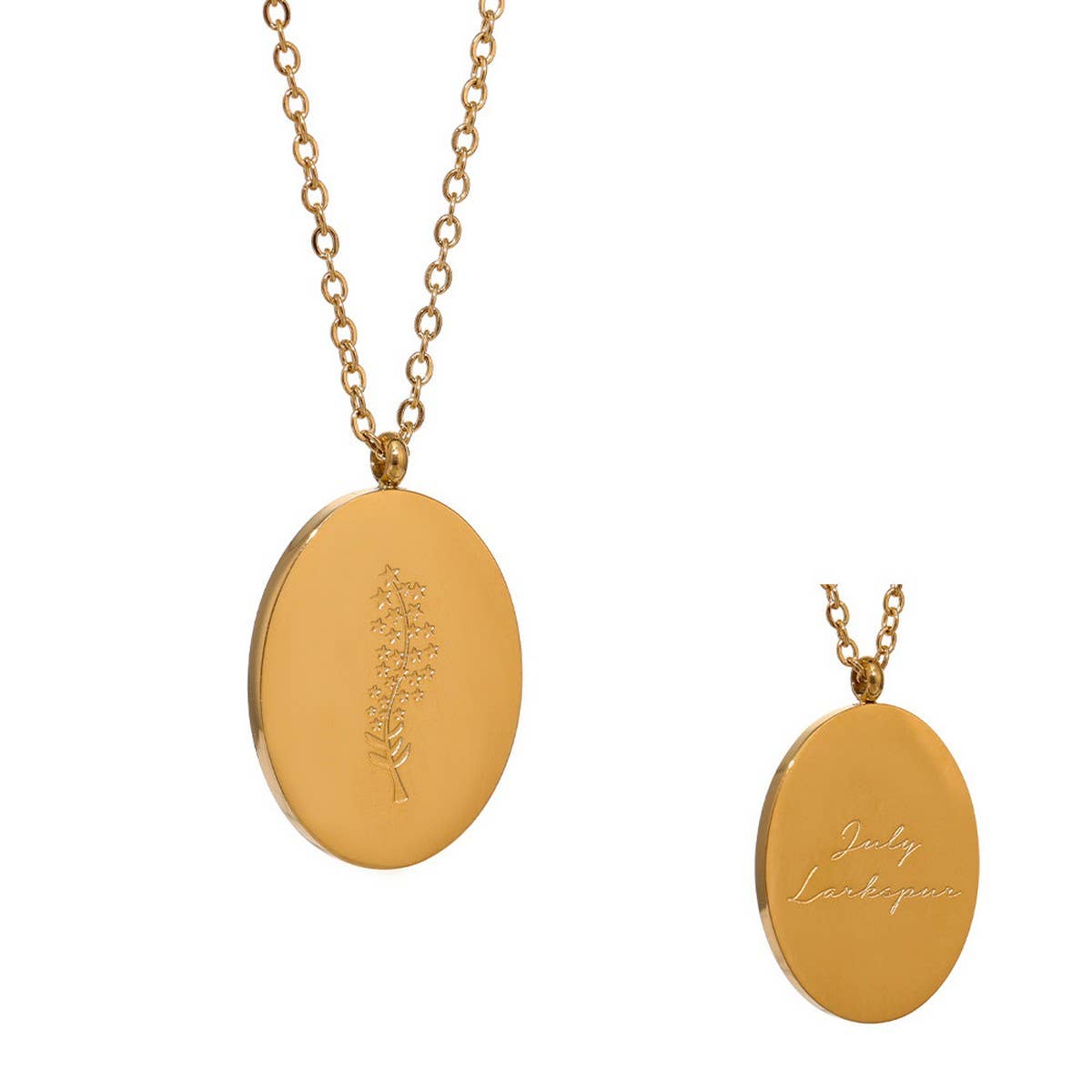 GOLD STAINLESS STEEL DECEMBER FLOWER NECKLACE_CWMM3778