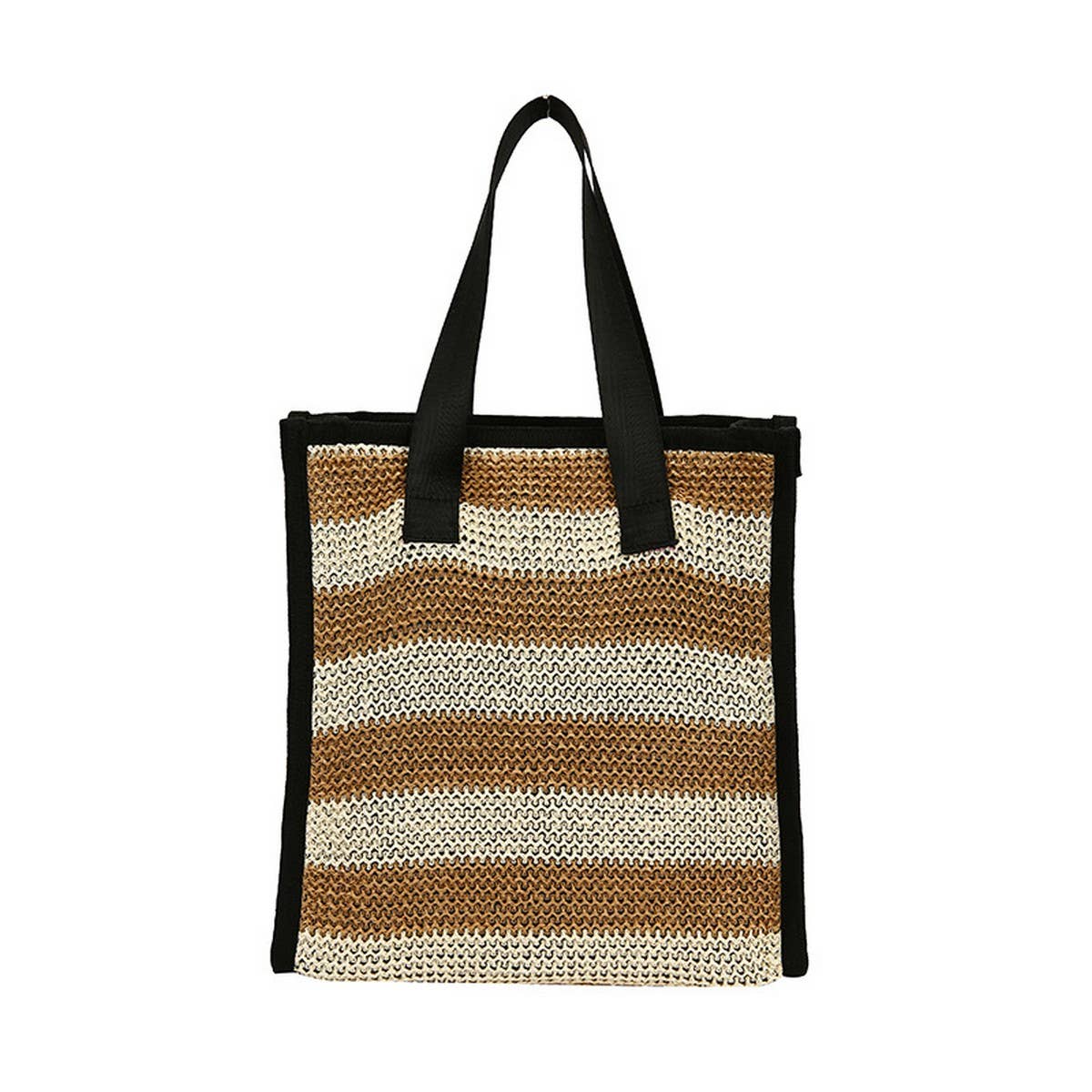 NEW STRAW SIMPLE HAND HELD BROWN COSMETIC BAG_CWAB4454