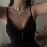 SUNFLOWER COLORED CRYSTAL CHAIN NECKLACE_CWMM3138