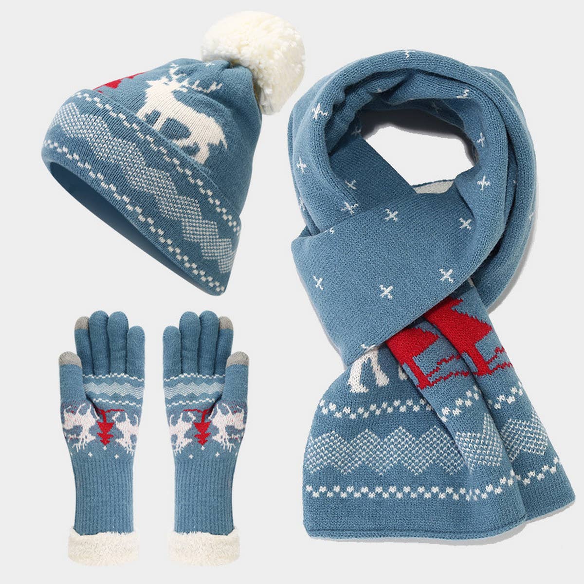 CHRISTMAS HAT SCARF GLOVES THREE PIECE SET_CWAH1595