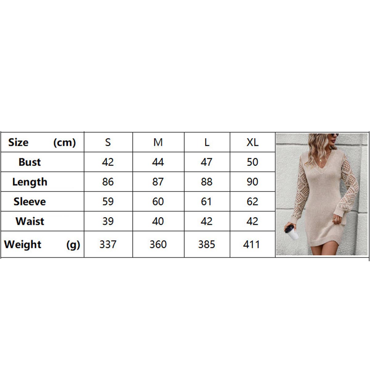 Solid Color Cut-Out V-Neck Sweater Dress