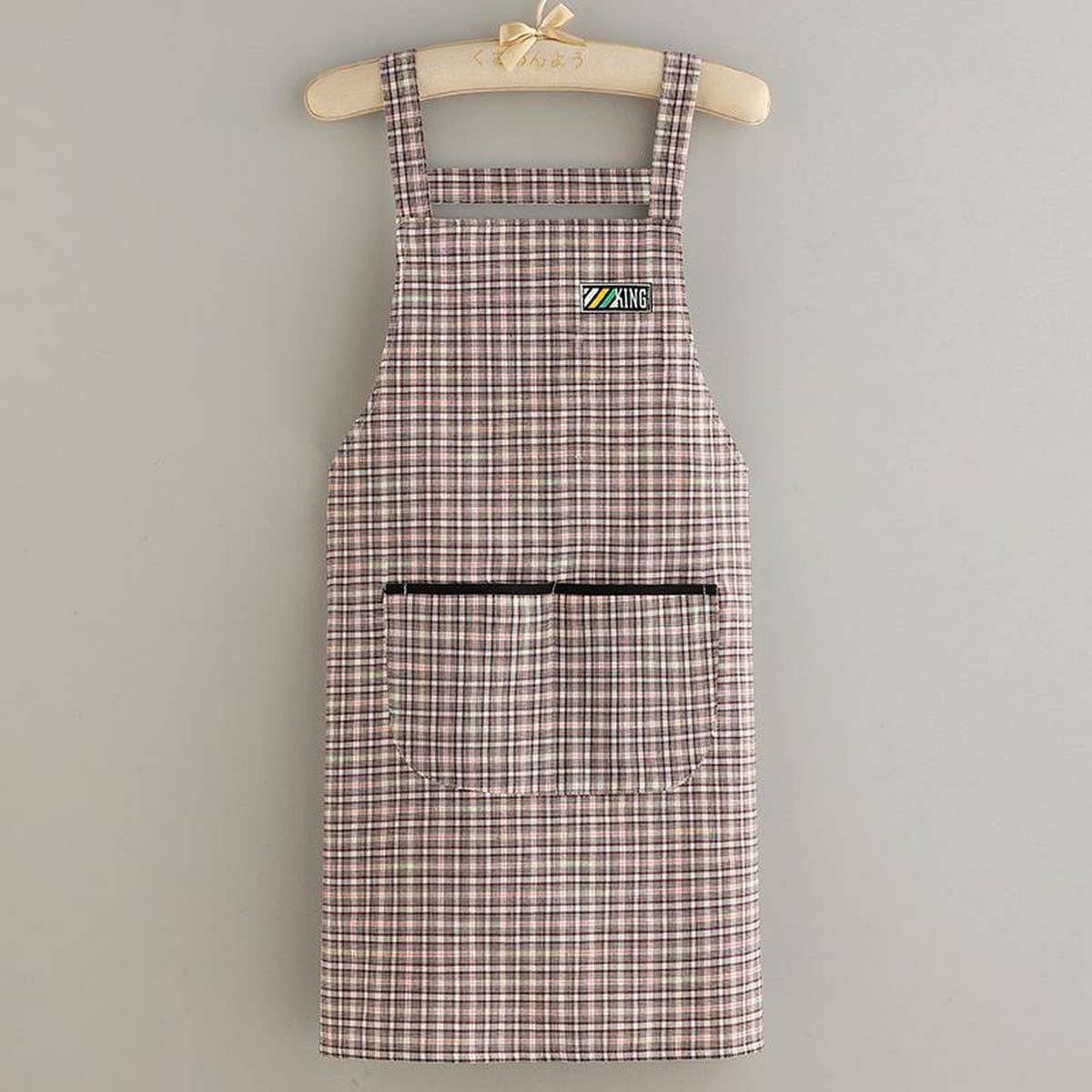 SUMMER THIN PLAID COTTON APRON WITH POCKETS BULK_CWMM2040