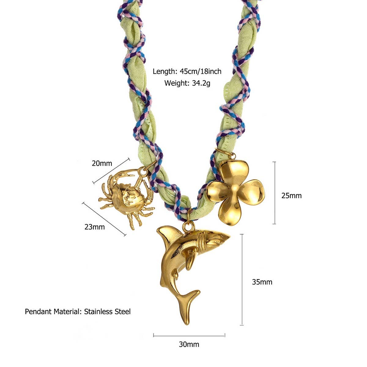 HANDMADE OCEAN SCARF NECKLACE WITH STAR DOLPHIN_CWMM8817