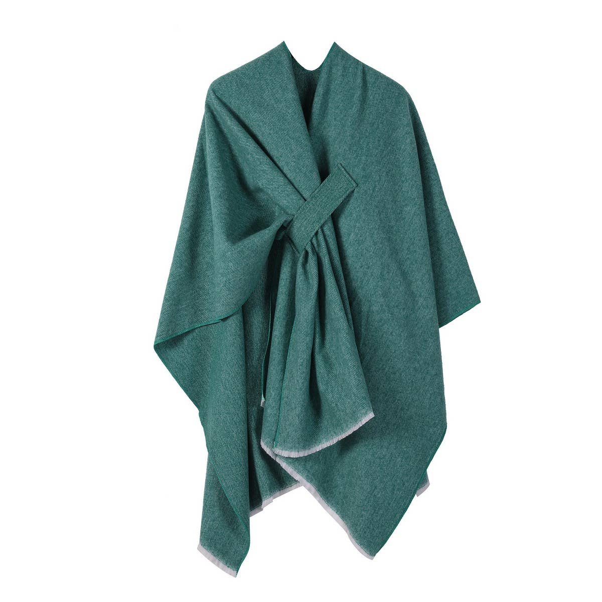 SOLID COLOR FASHIONABLE KNITTED SHAWL CAPE_CWASC2128