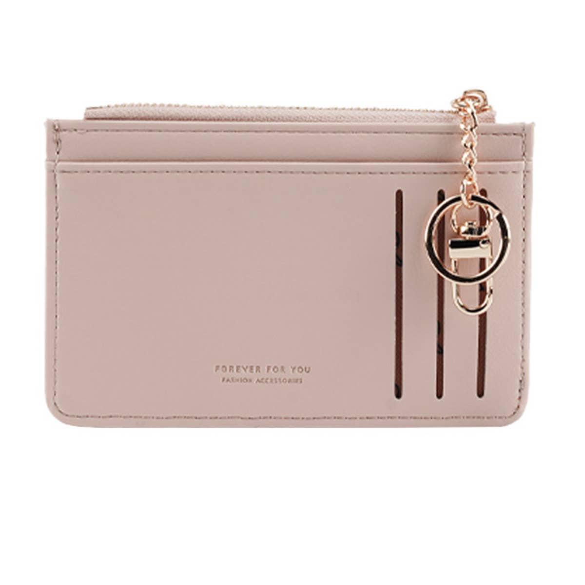 Women Simple Solid Color Wallet With Key Ring_Cwab1239