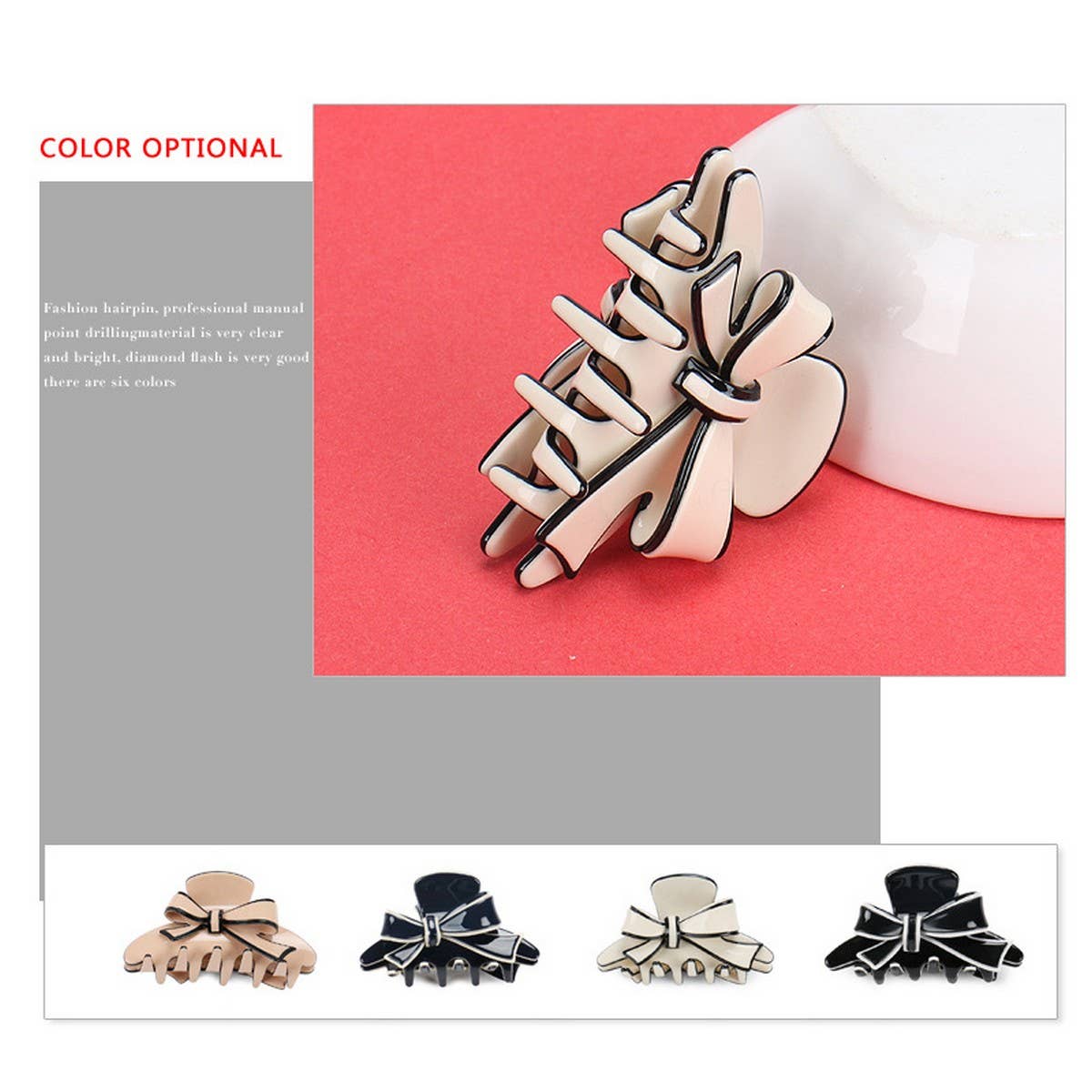 ACETATE DOUBLE SIDED BOW CLIP SHARK CLIP_CWAHA4238