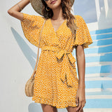 Temperament Deep V Lace-Up Waistline Romper