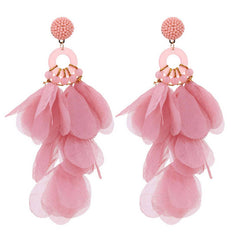 HANDMADE LONG STATEMENT FLORAL FABRIC EARRINGS_CWMM6159