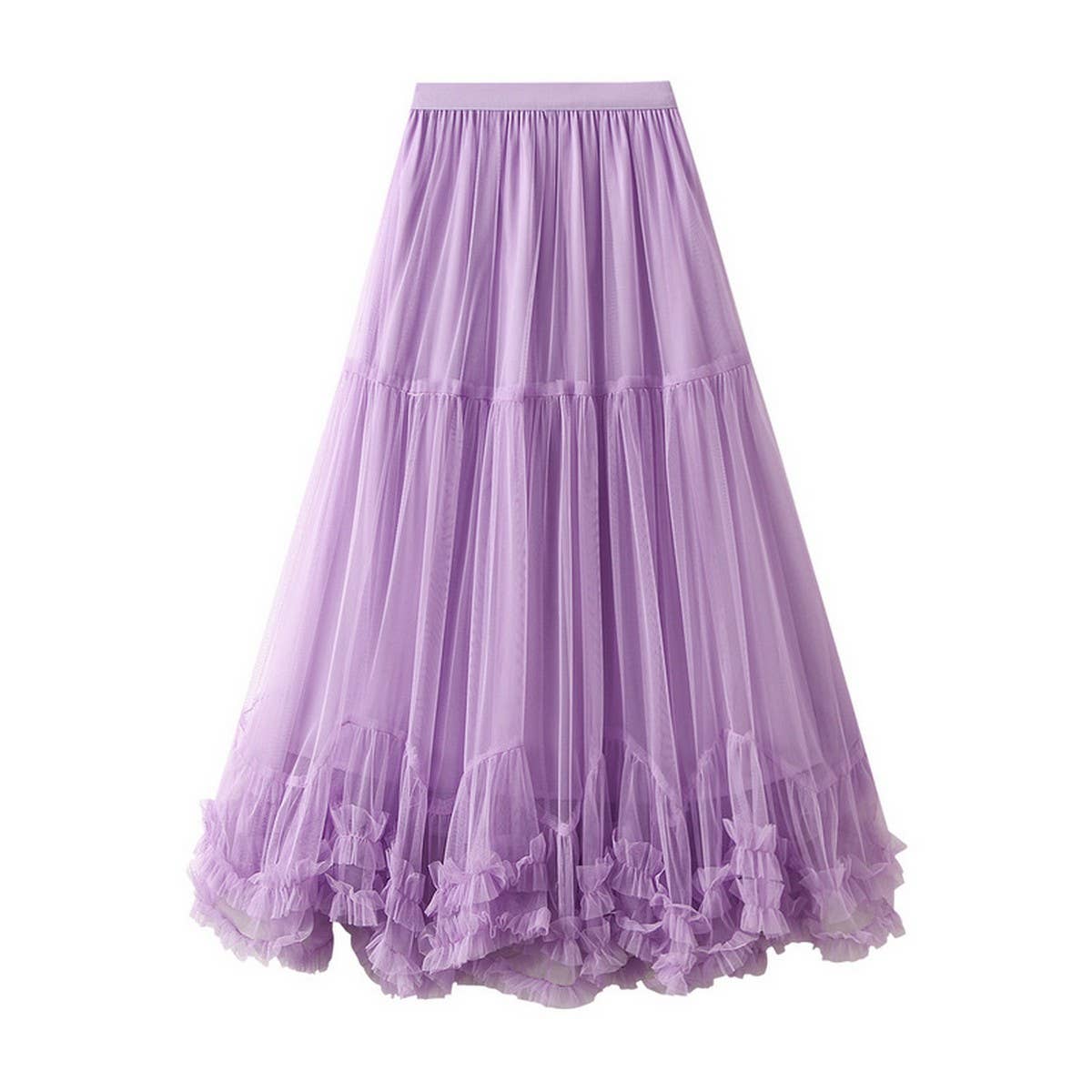 SWEET RUFFLE TULLE A LINE FLARED PUFF SKIRT_CWBMS0376