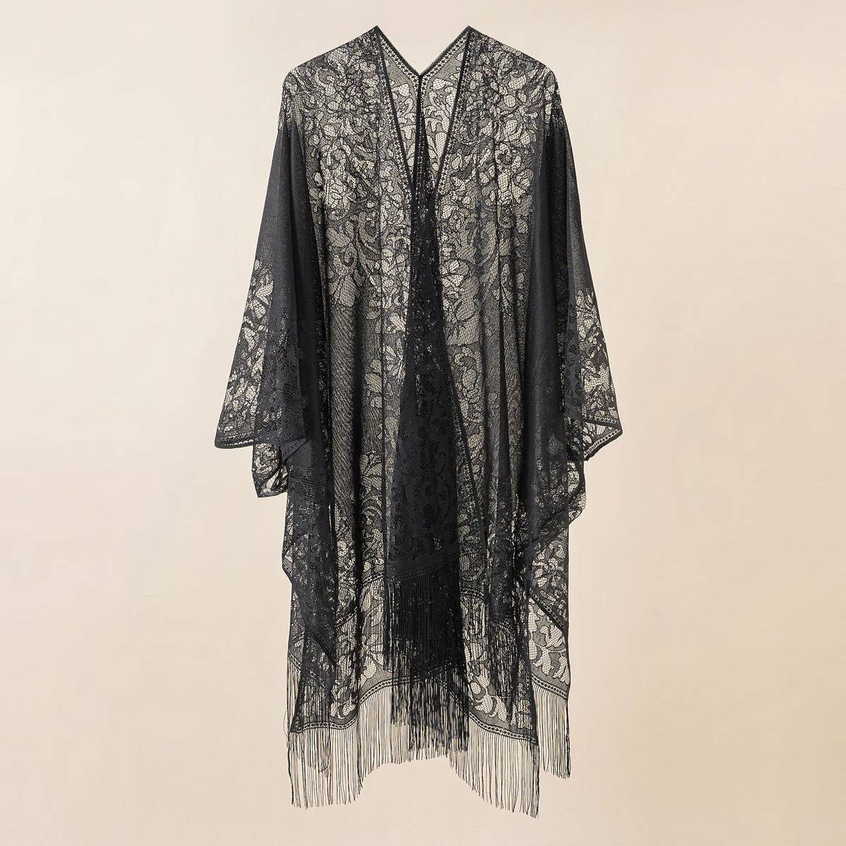 TASSEL LACE FRONT OPEN KIMONO FOR SUMMER WOMENS_CWASC0802