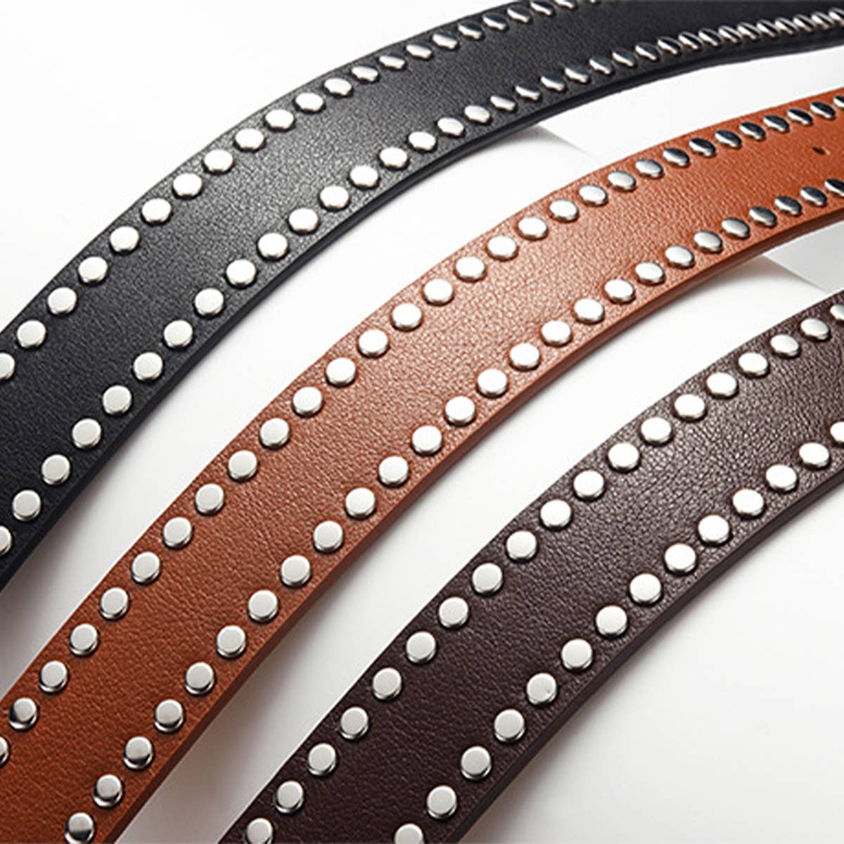 Punk Style Metallic Rivet Pin Buckle Pu Belt