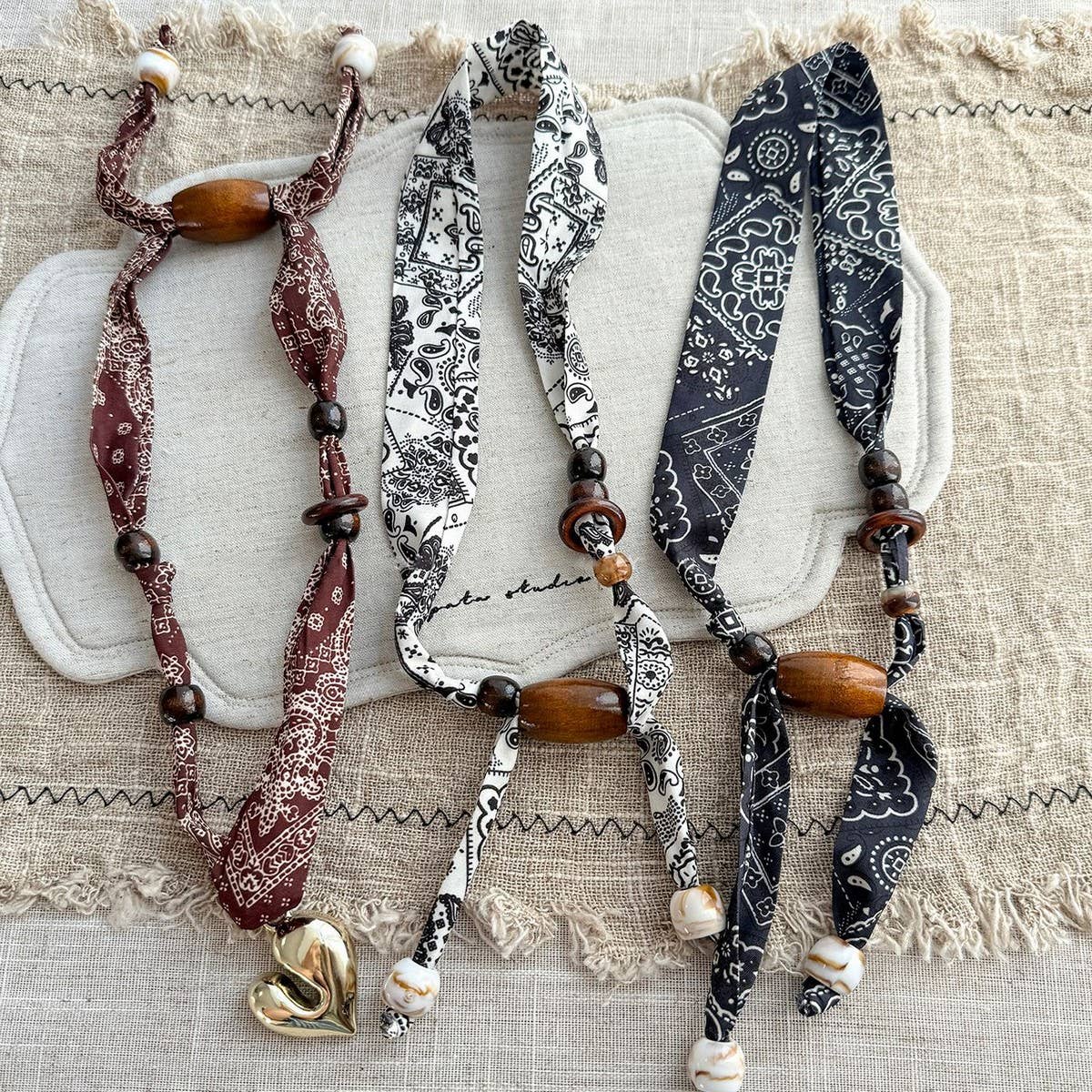 Paisley Bead Scarf Necklace Boho Long Chain_Cwaha08117