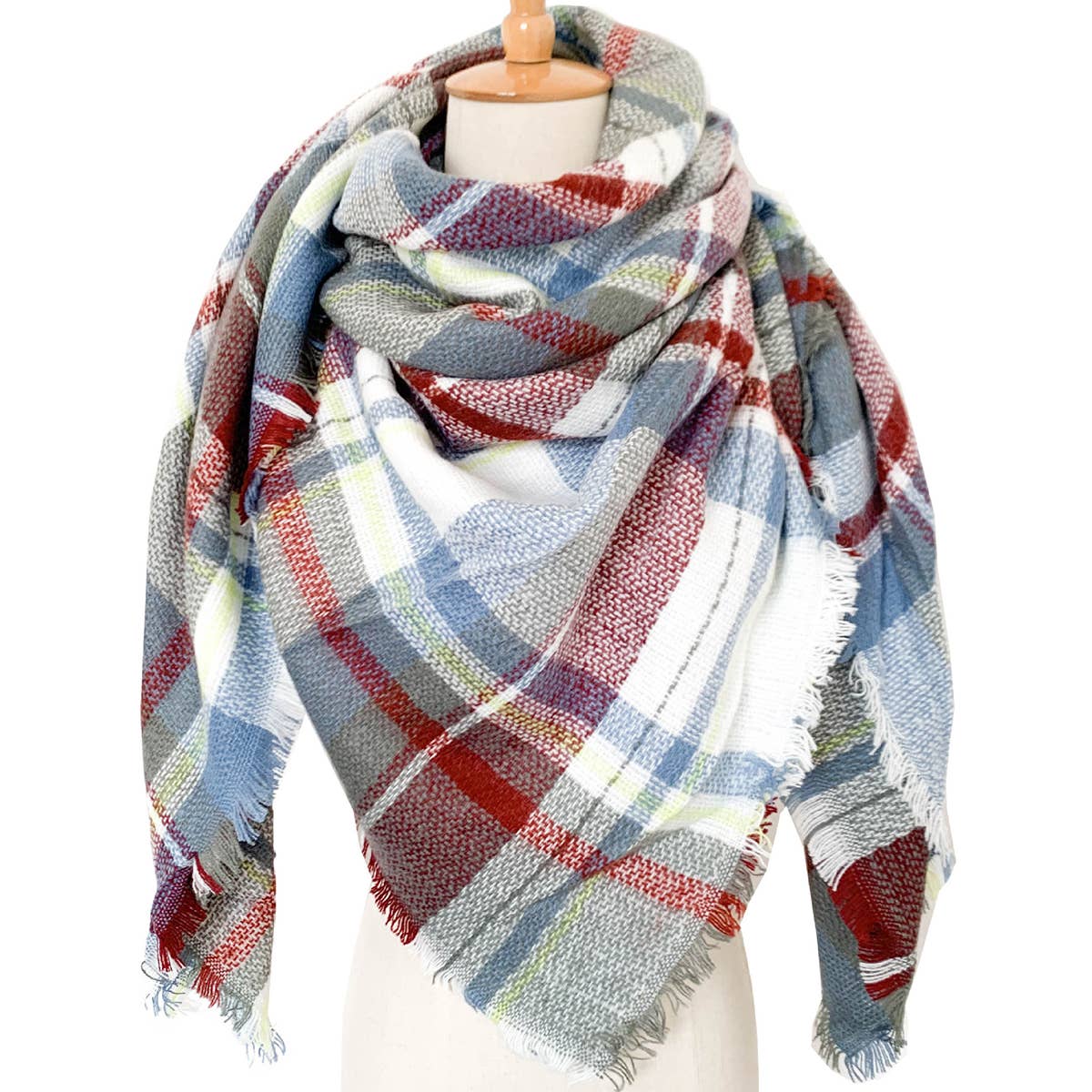 SOFT CHUNKY CHECKED GIANT SCARVES SHAWL CAPE_CWASC0107