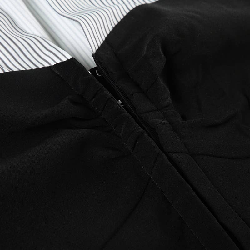 Waist Slim-Fit Lapel Color Striped Shirt