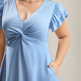 SWEET SLIM WAIST LONG DRESS FLATTERING ELEGANT_CWDMD6038