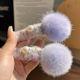 FUZZY MINK FUR BALL HAIR CLIP WINTER DUCKBILL PIN_CWMM2508