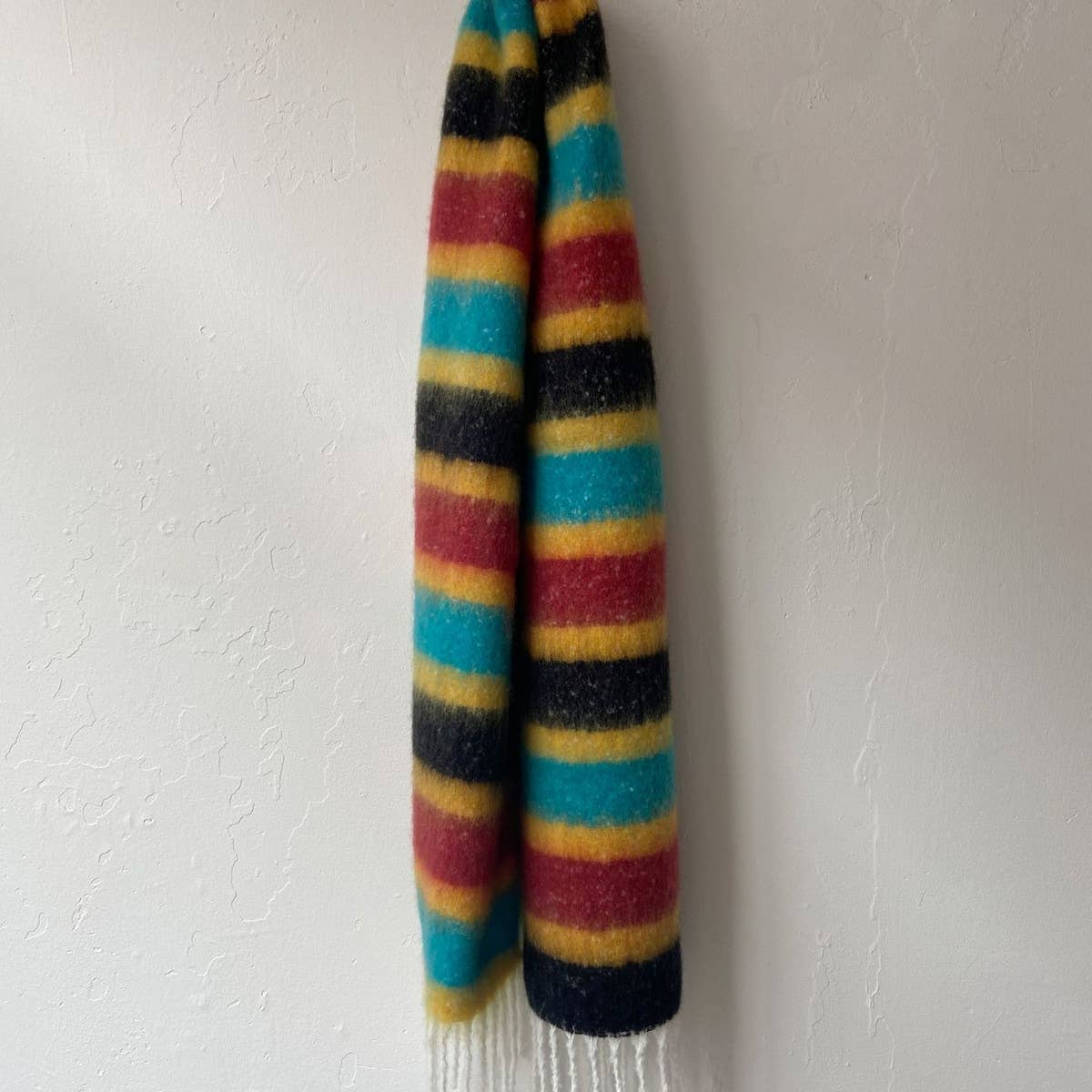Women Striped Fringed Plaid Scarf