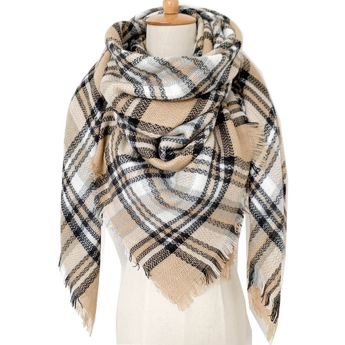 SOFT CHUNKY CHECKED GIANT SCARVES SHAWL CAPE_CWASC0107