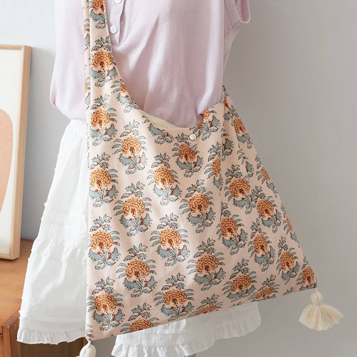 ETHNIC STYLE SHOULDER BAG FOR GIRLS CANVAS TOTE_CWAB5658