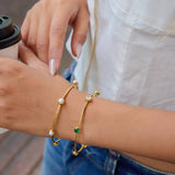 CLASSIC 18K GOLD PEARL BANGLE STAINLESS STEEL_CWAJE4695