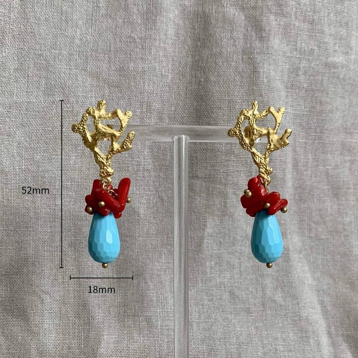 FASHION CORAL OCEAN STAINLESS EARRINGS_CWAJE4978