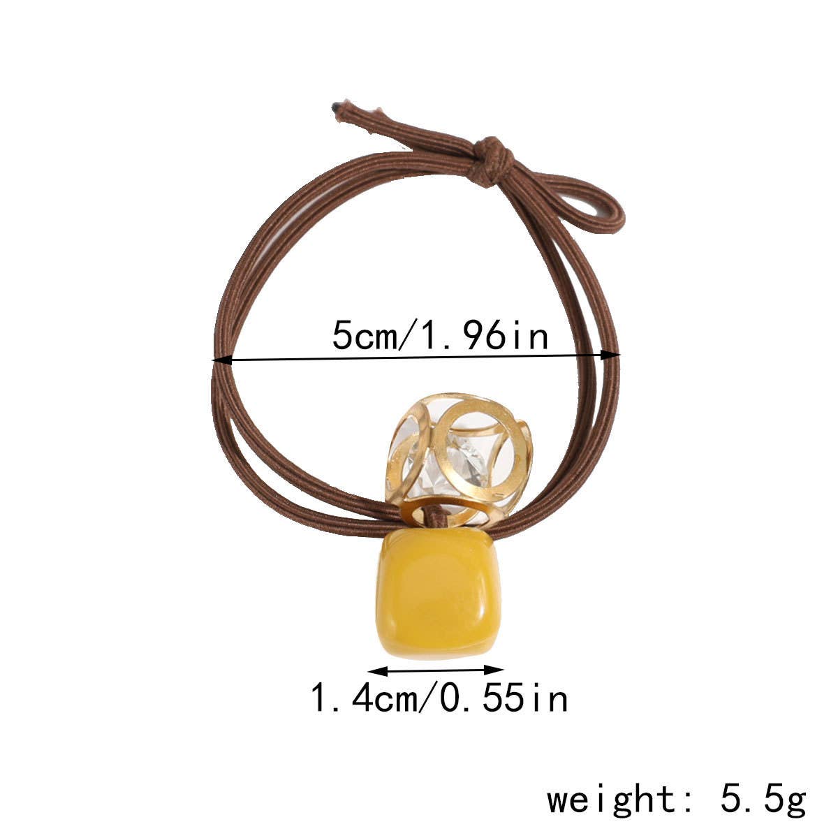 DOUBLE LAYER HOLLOW SQUARE RHINESTONE HAIR ROPE_CWAHA2335