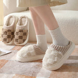 CHECKERED FUZZY WARM SLIPPERS COZY STYLISH_CWSHS0270