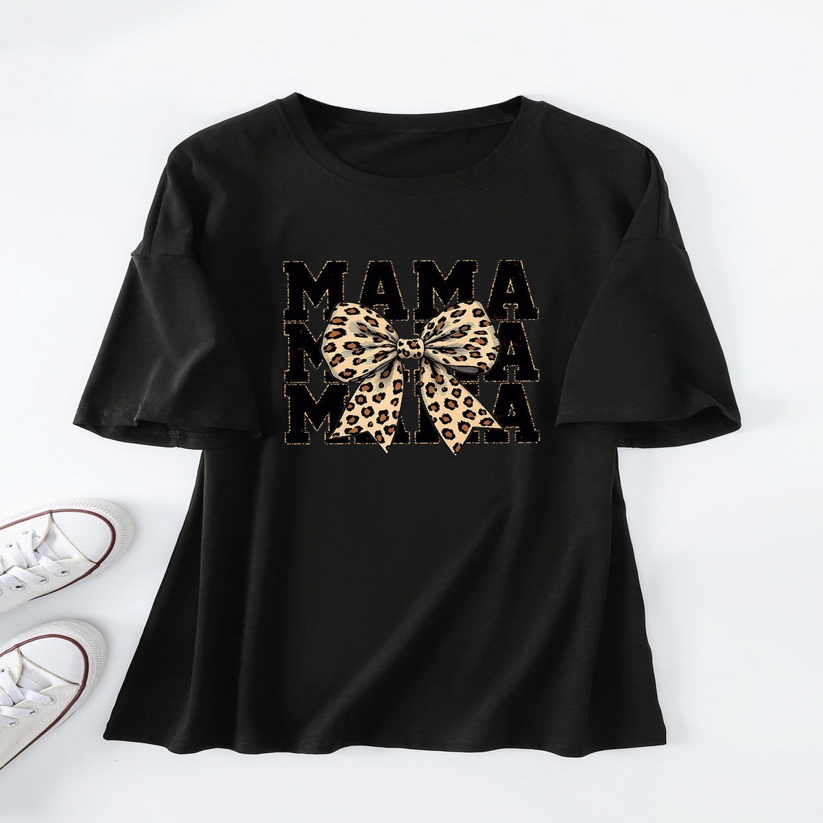 LEOPARD BOW PRINT T SHIRT LOOSE FIT FOR WOMEN_CWTTS1461
