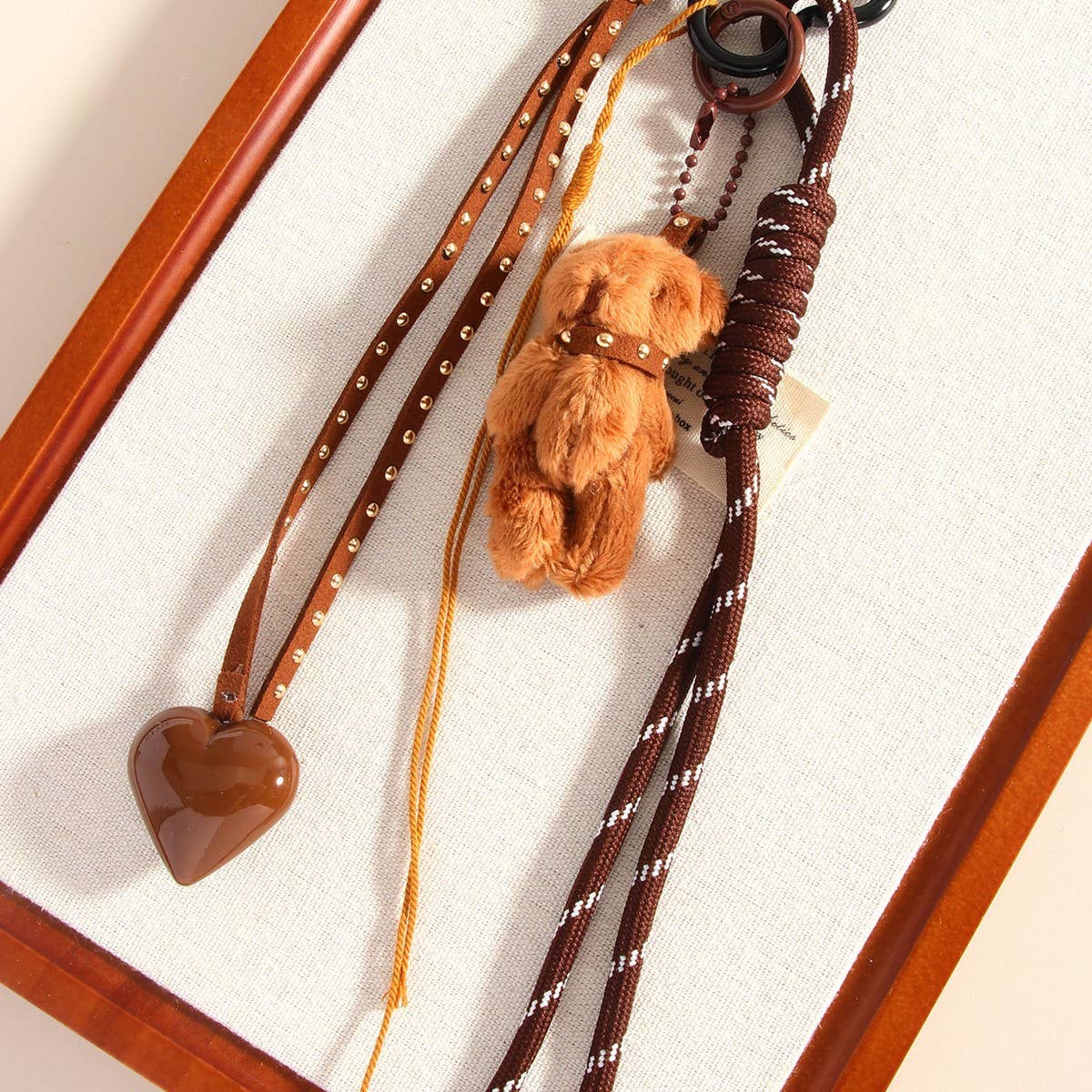 HANDMADE HEART BOW KEYCHAIN BAG PHONE CHARM_CWMM7549