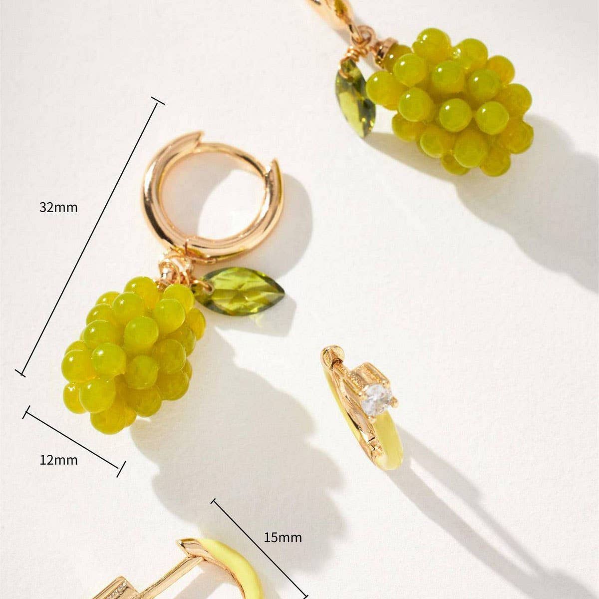 COLORFUL FRUIT ZIRCON EARRINGS STAINLESS STEEL_CWAJE4980