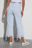 Cwjp0595_Vintage Wide Leg Ripped Straight Denim Pants