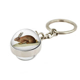 EASTER RABBIT CRYSTAL GLASS BALL PENDANT KEYCHAIN_CWMM0497